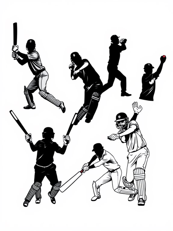 cricketers silhouette coloring page