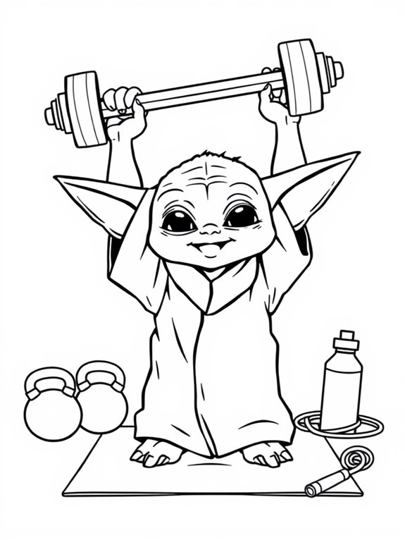 crossfit baby yoda coloring