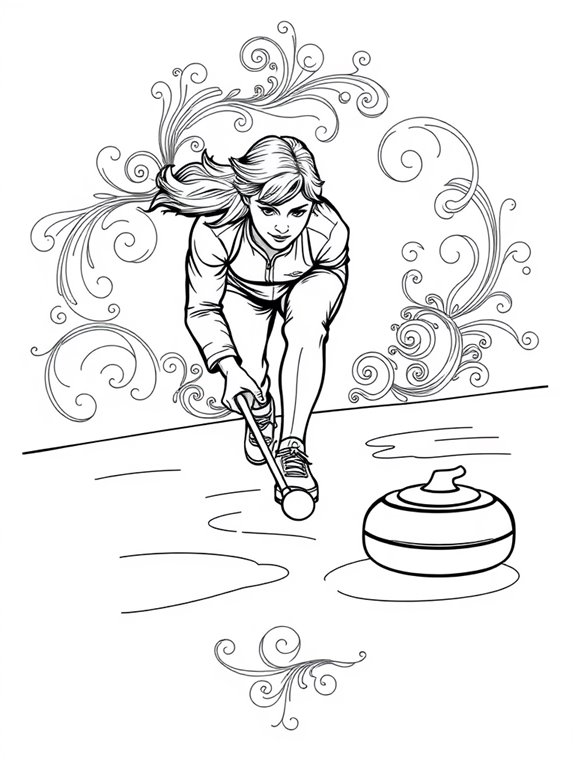 curling athlete coloring page