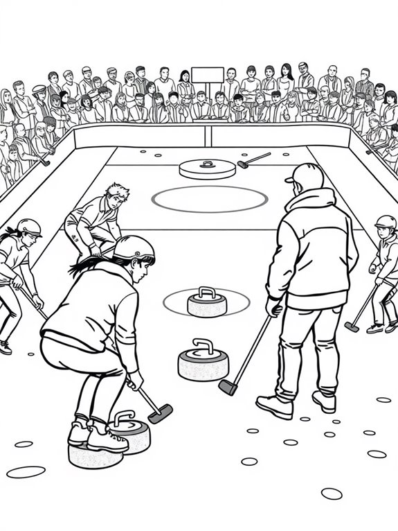 curling scene coloring page