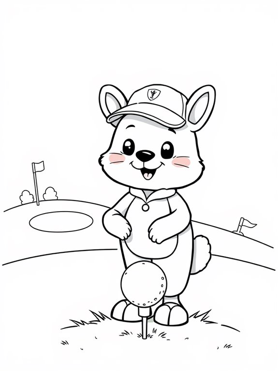 cute animal golfer coloring