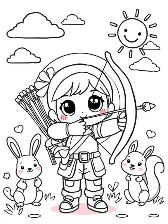 cute archery themed coloring