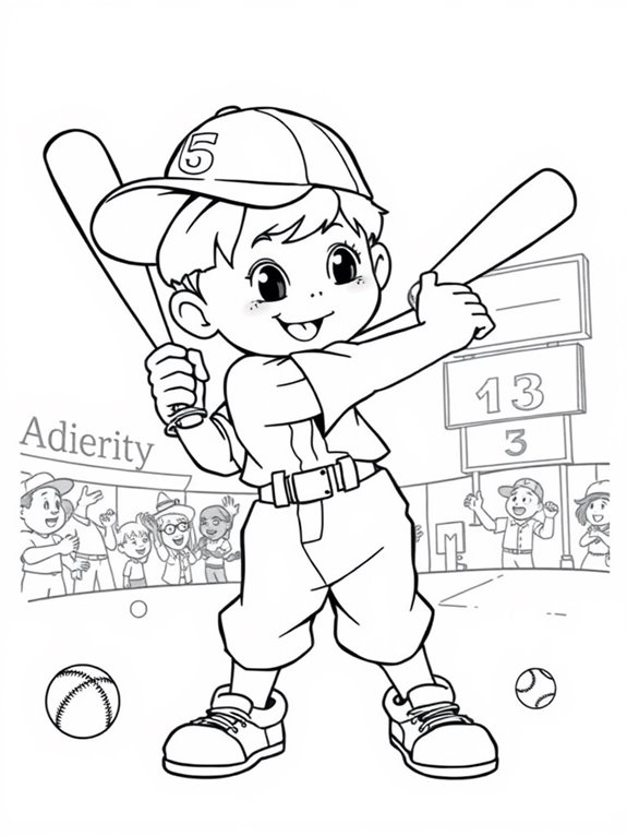 cute baseball player coloring