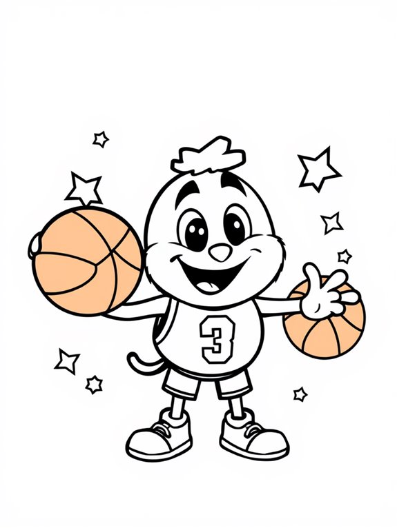 cute basketball mascot coloring