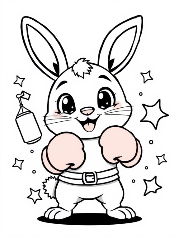 cute boxing bunny art