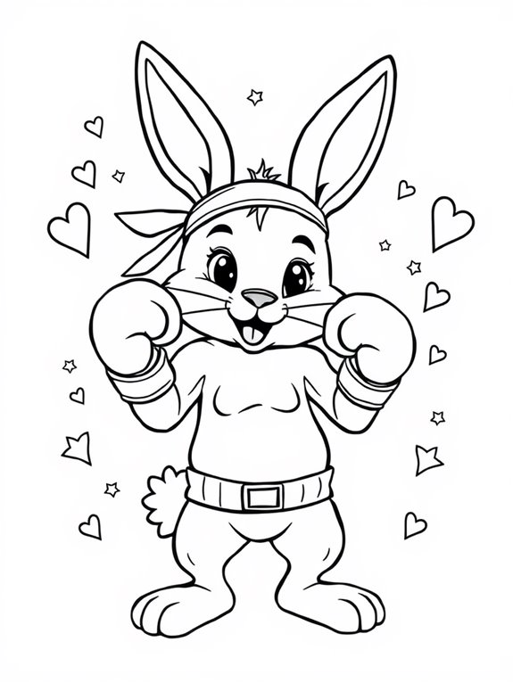 cute boxing bunny illustration