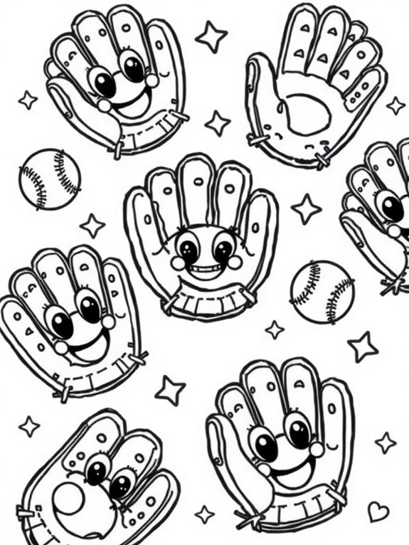 cute cartoon baseball gloves