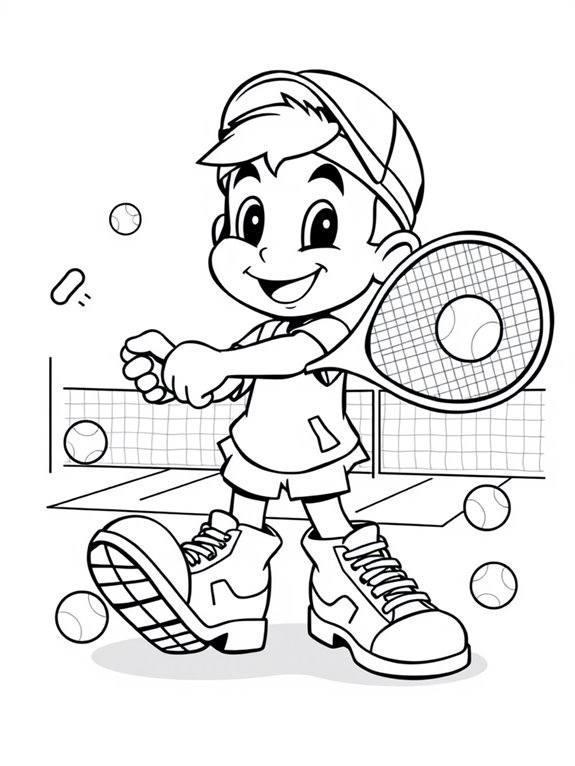 cute cartoon tennis player