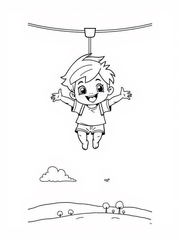 cute child bungee jumping