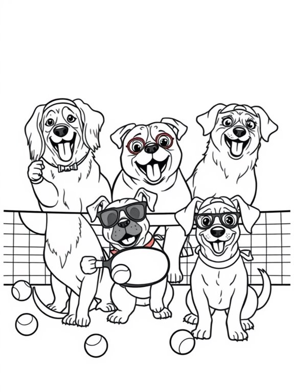 cute dogs playing pickleball