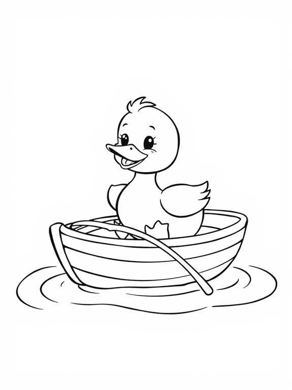 cute duck in rowboat