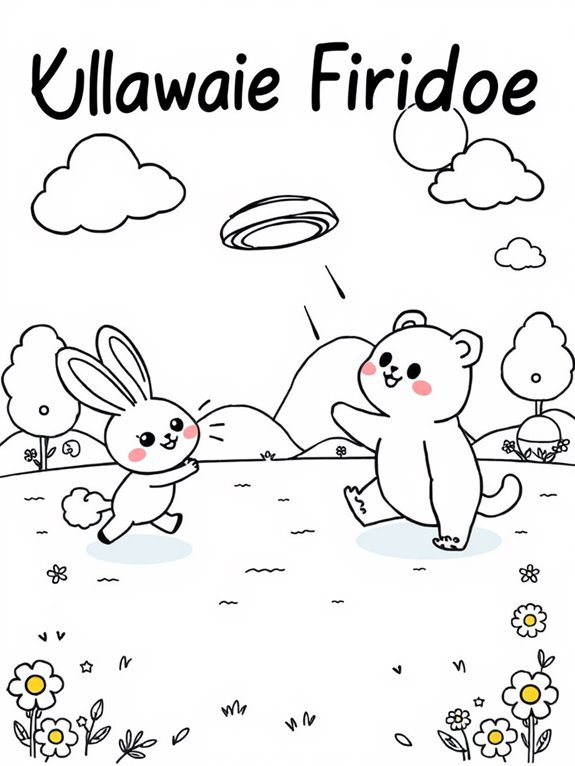 cute frisbee coloring page