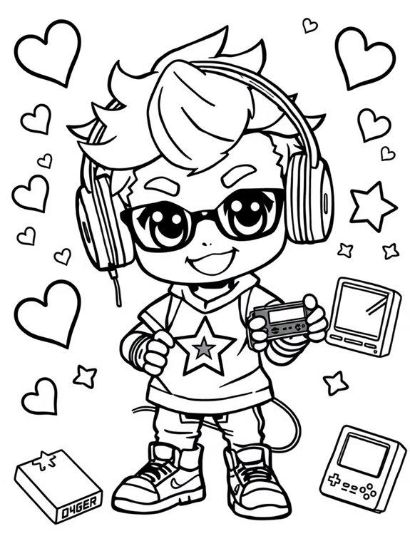 cute gamer character illustration