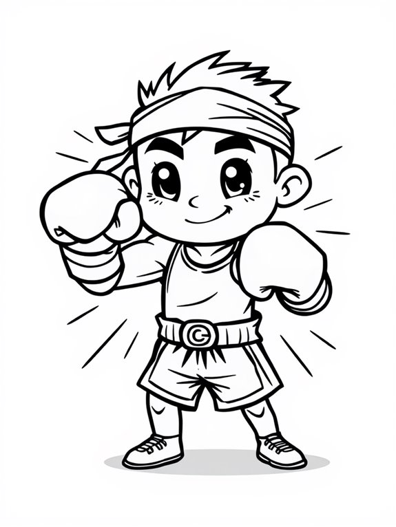 cute mma fighter coloring