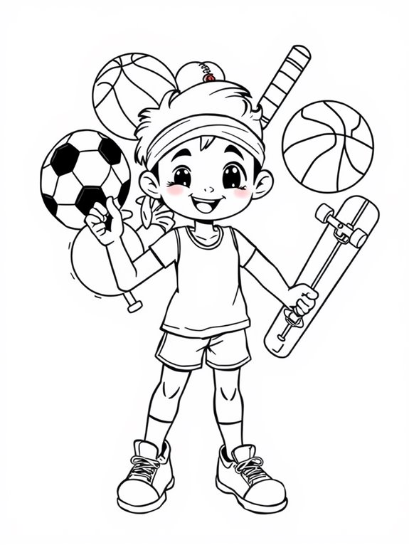 cute multisport athlete illustration