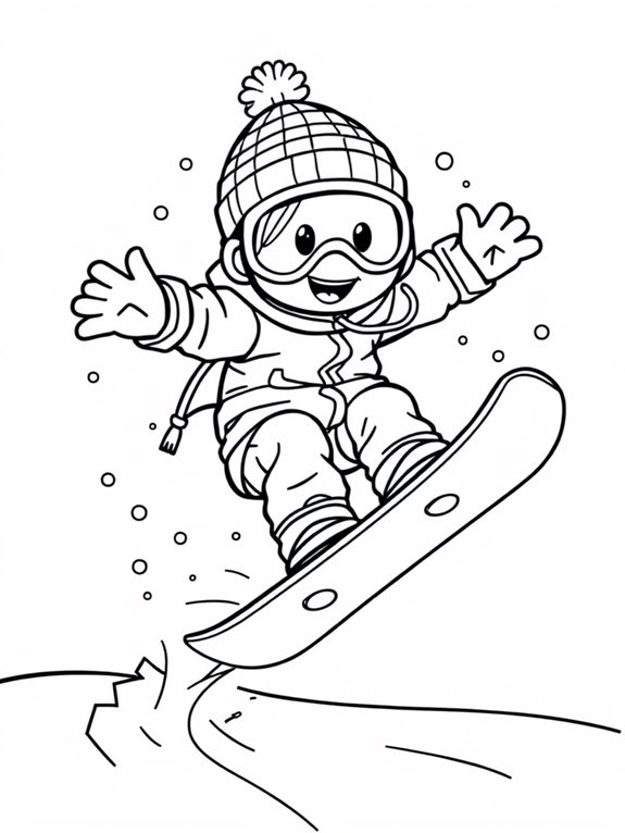 cute snowboarder coloring page