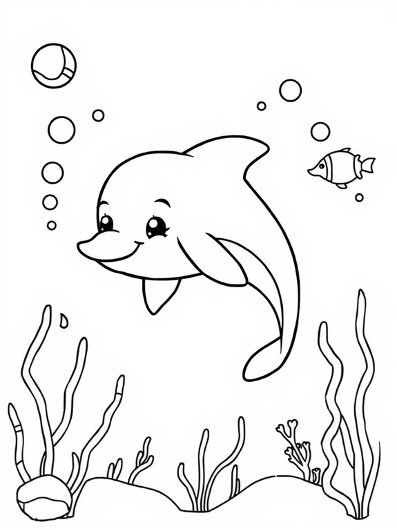 dolphin themed coloring page fun