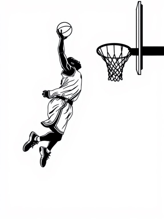 dunking basketball silhouette coloring