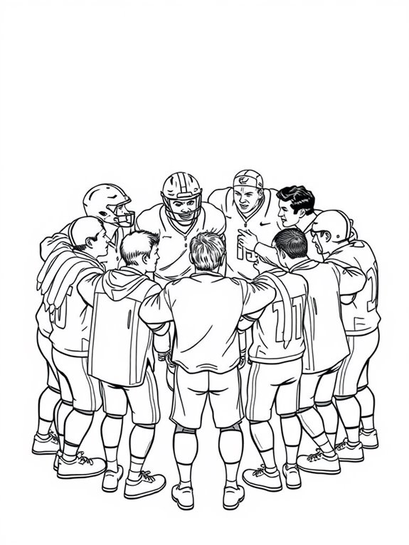 famous coaches team huddle