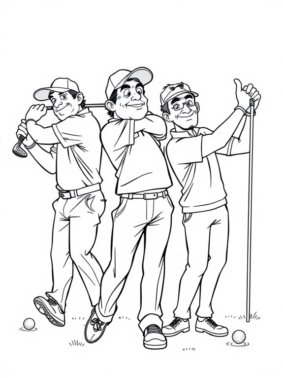 famous golfers action coloring page