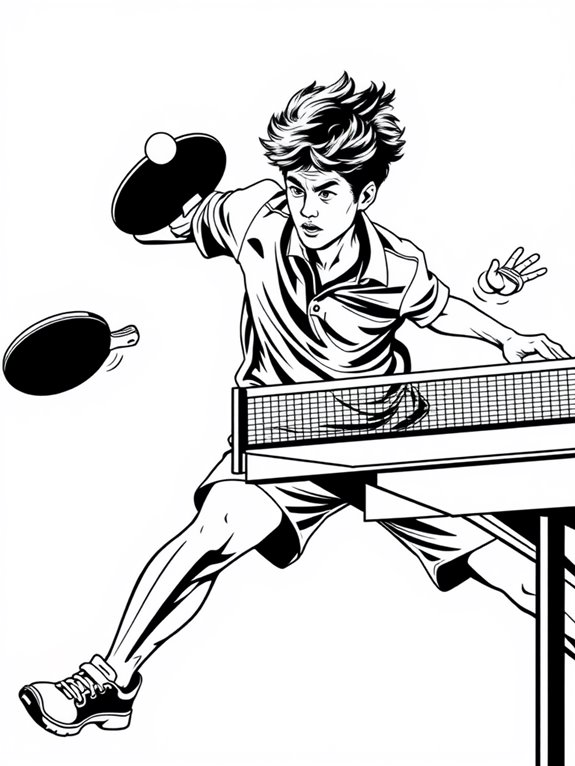 famous players table tennis action