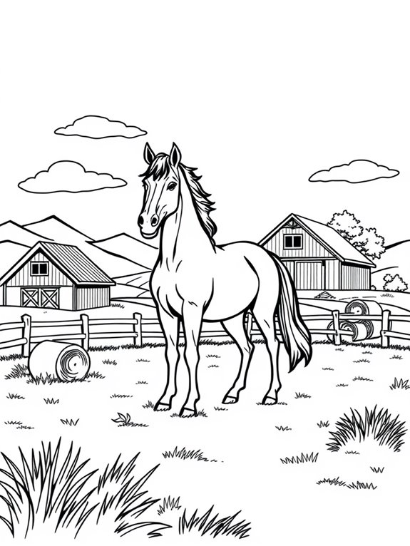 farm scene horse coloring