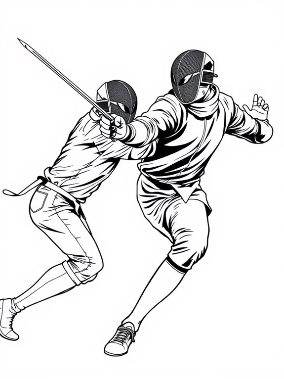 fencing action pose illustration