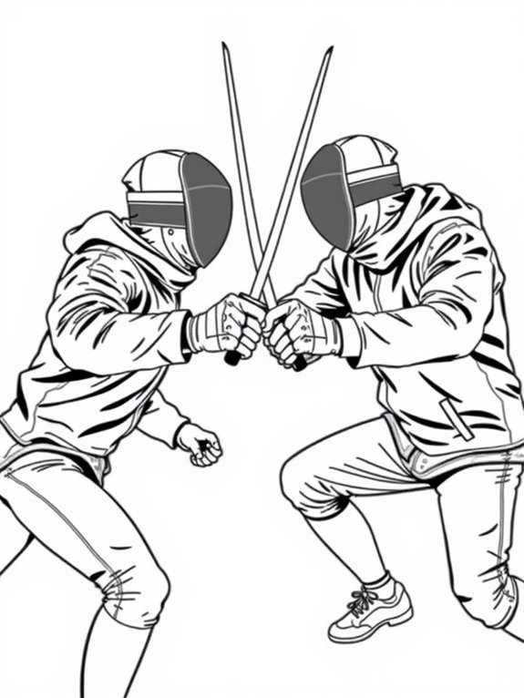 fencing duel line art