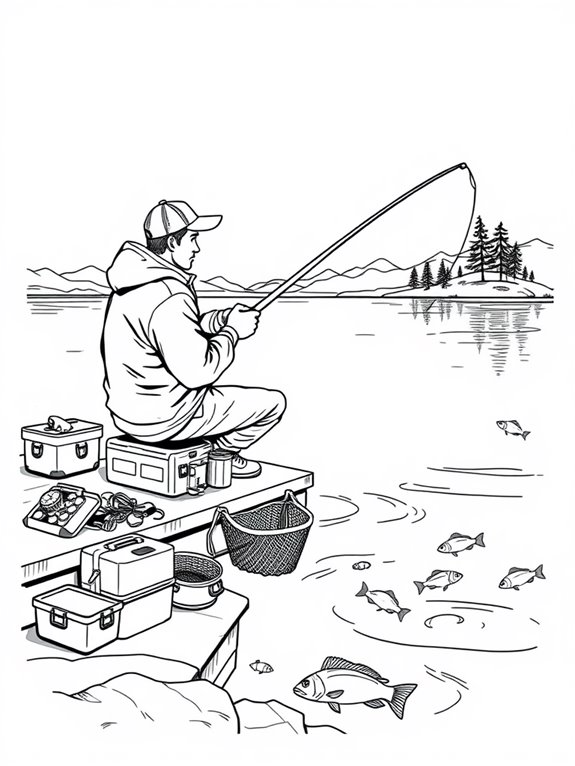 fishing gear coloring page