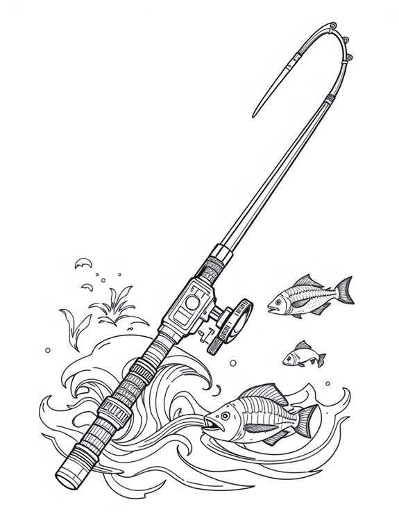 fishing rod coloring page