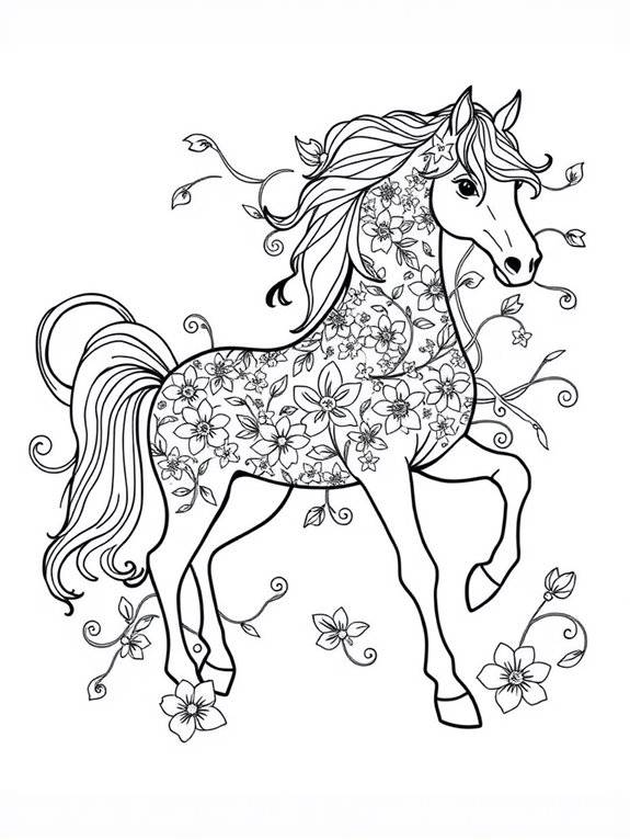 floral stylized horse design