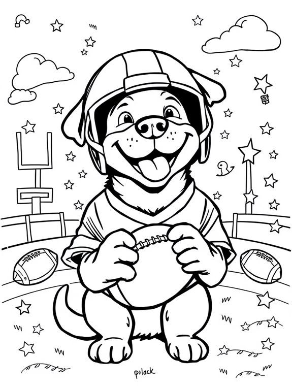 football themed dog coloring page