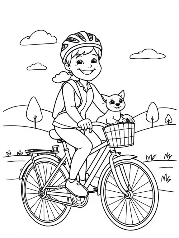 friendly cyclist with pet