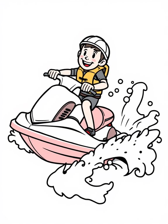 fun cartoon jet skiing