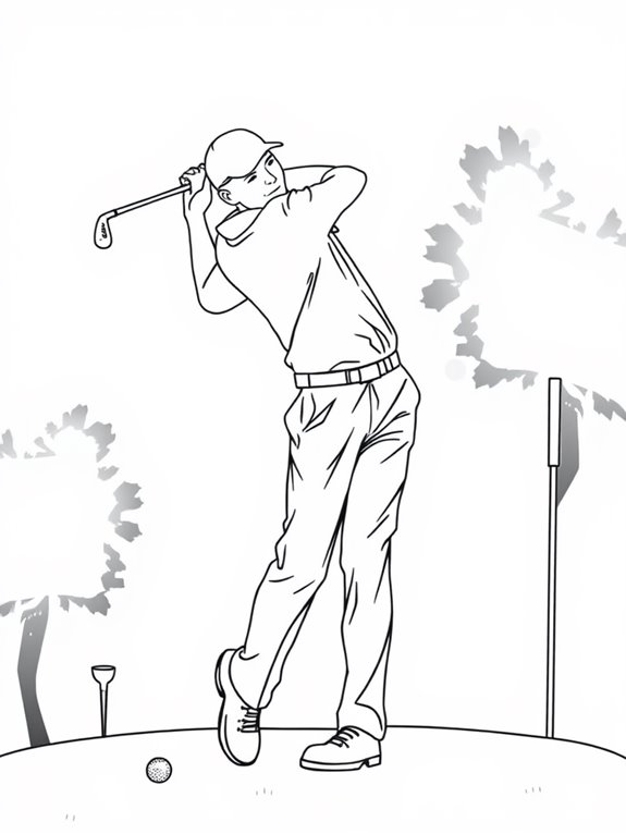 golfers silhouette coloring page