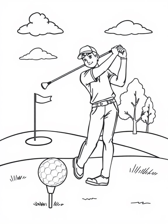 golfing scene coloring page