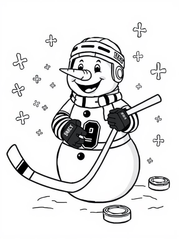 gretzky themed snowman coloring page