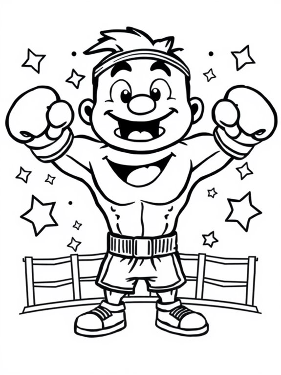 happy cartoon boxing champion