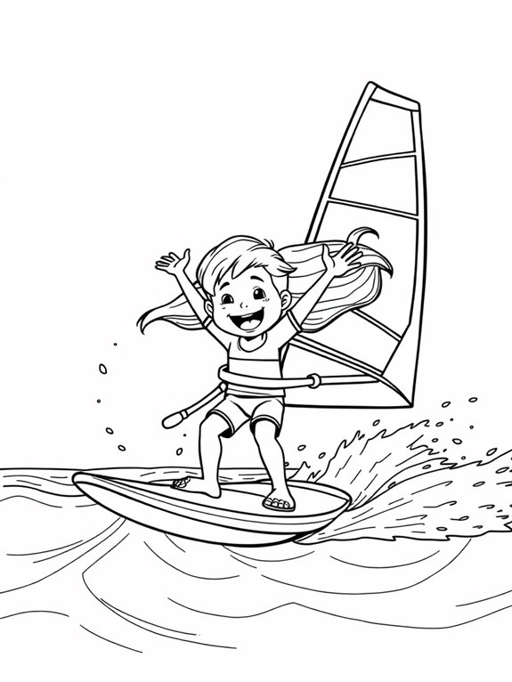 happy child windsurfing fun