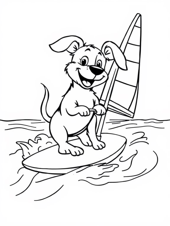 happy dog windsurfing joyfully