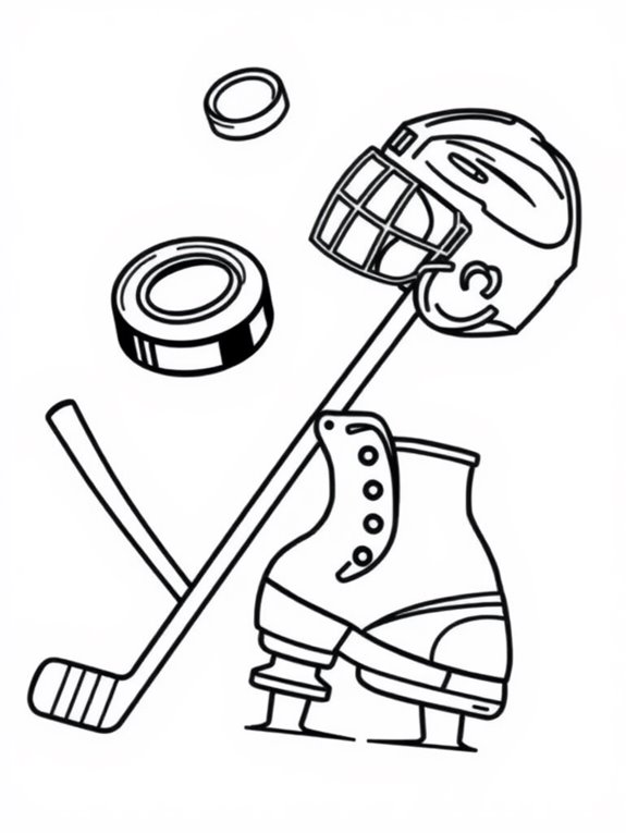 hockey equipment coloring page