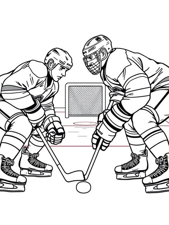 hockey face off coloring page