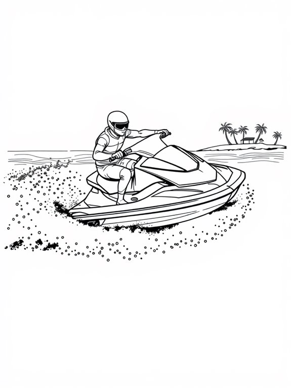 jet skiing coloring page