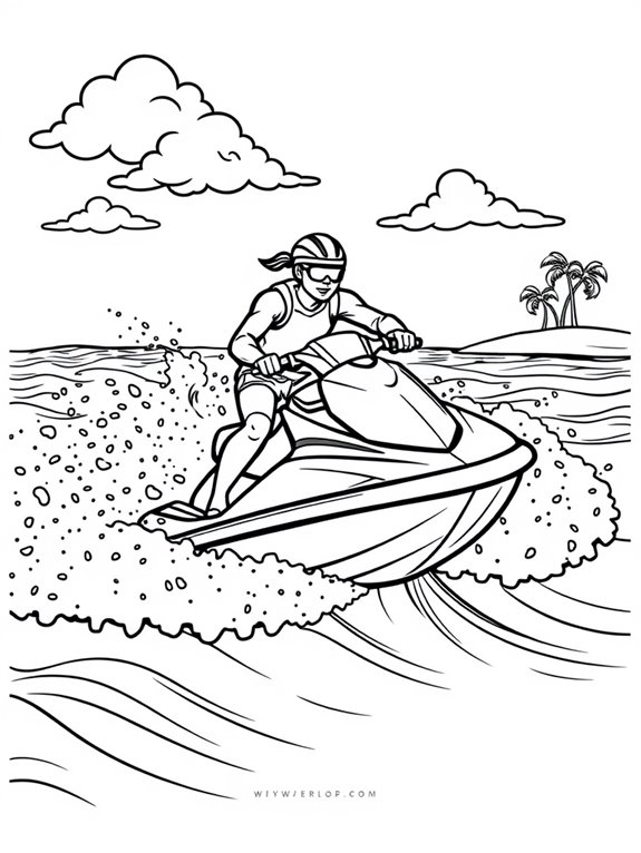 jet skiing coloring page