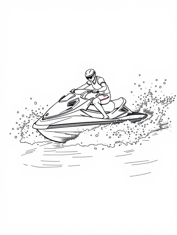 jet skiing coloring page