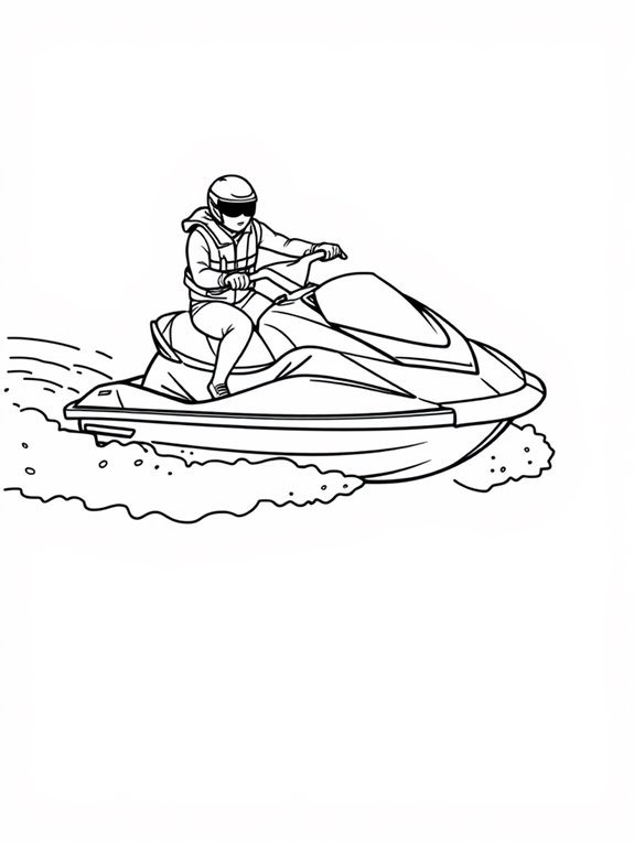 jet skiing coloring page