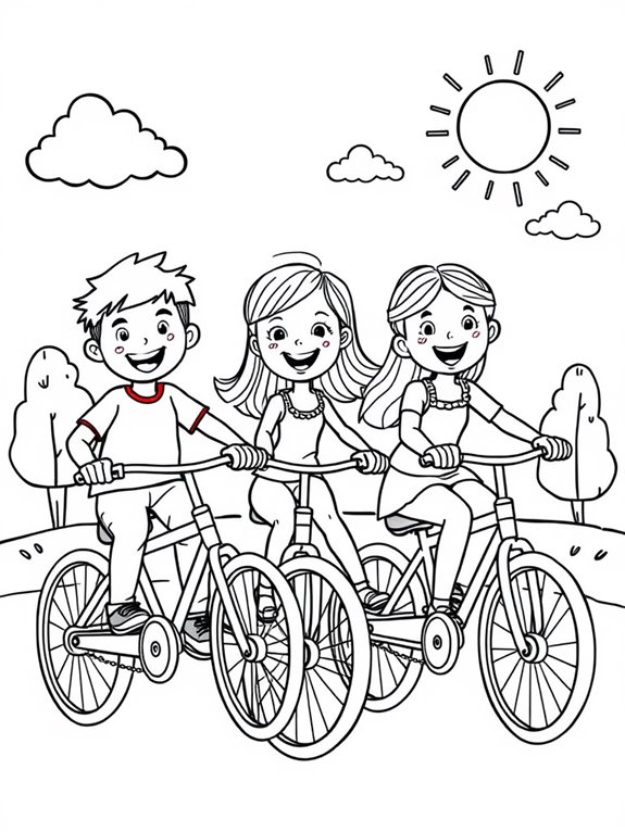 joyful children riding bikes