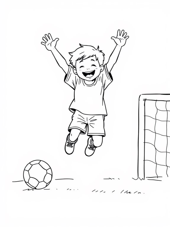 jumping kid soccer celebration