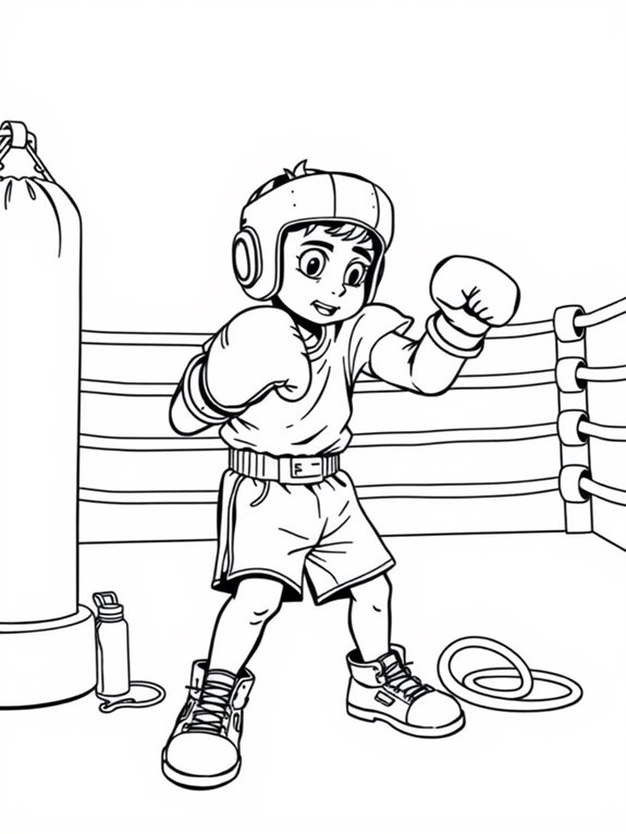 kid boxer training illustration