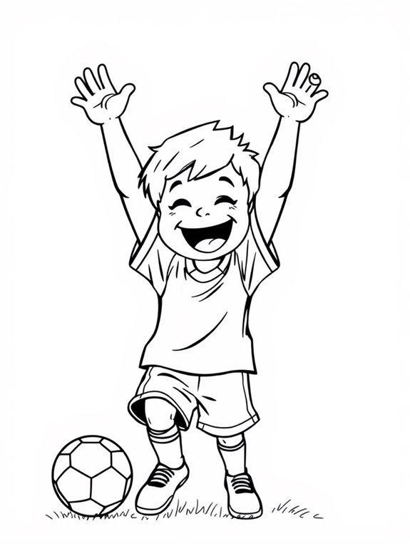 kid celebrating soccer goal